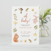 Ein wenig Pumpkin Herbst Floral Babydusche Einladung (Stehend Vorderseite)