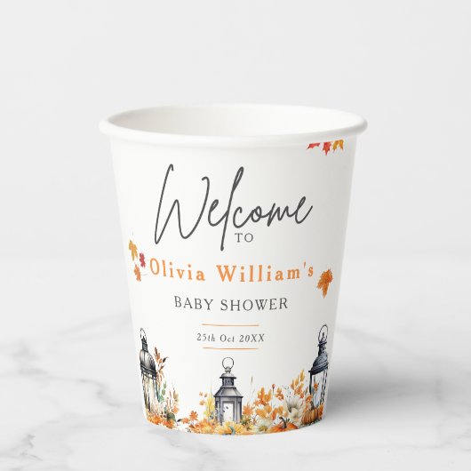 Ein wenig Pumpkin Herbst Herbst Blütendusche Pappbecher (Vorderseite)