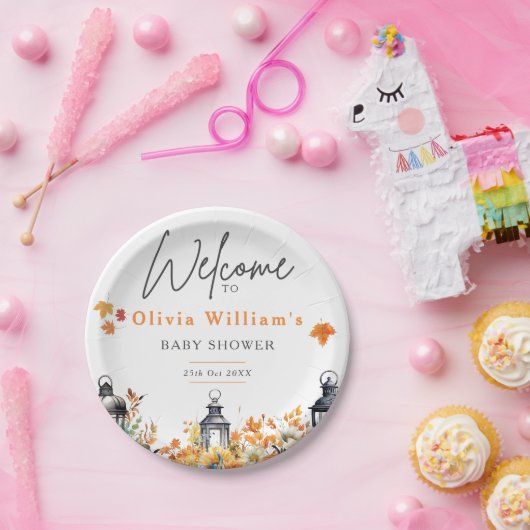 Ein wenig Pumpkin Herbst Herbst Blütendusche Pappteller (Party)