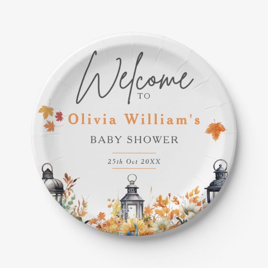 Ein wenig Pumpkin Herbst Herbst Blütendusche Pappteller (Vorderseite)