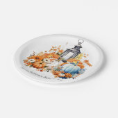 Ein wenig Pumpkin Herbst Herbst Blütendusche Pappteller (Schrägansicht)