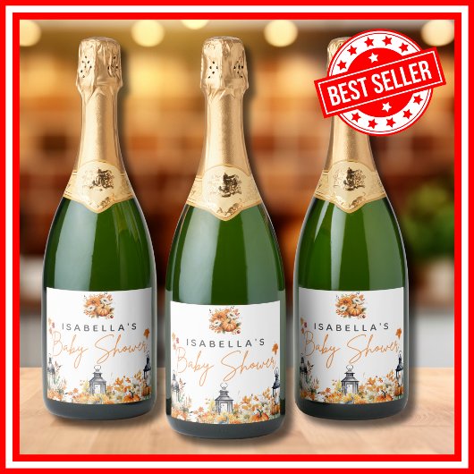 Ein wenig Pumpkin Herbst Herbst Blütendusche Schaumweinetikett