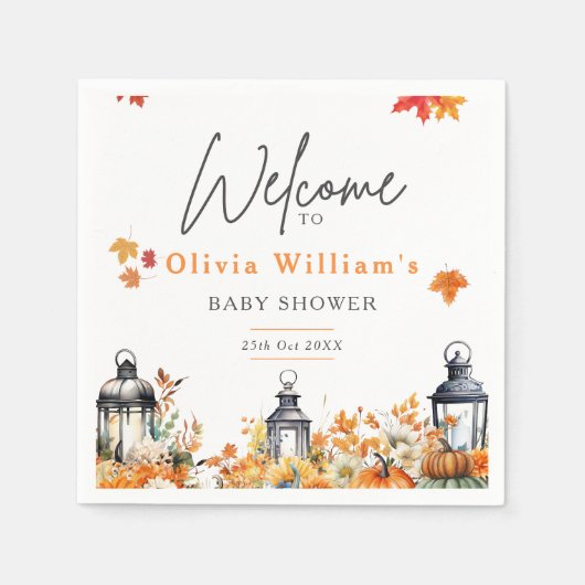 Ein wenig Pumpkin Herbst Herbst Blütendusche Serviette (Vorderseite)