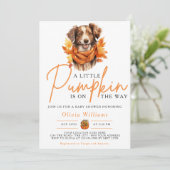 Ein wenig Pumpkin Herbst Herbst DOG Kinderdusche Einladung (Stehend Vorderseite)