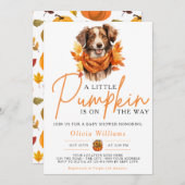 Ein wenig Pumpkin Herbst Herbst DOG Kinderdusche Einladung (Vorne/Hinten)