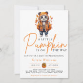 Ein wenig Pumpkin Herbst Herbst PANDA Kinderdusche Einladung (Vorderseite)