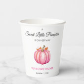 Ein wenig Pumpkin Herbst Pink Girl Babydusche Pappbecher (Rückseite)