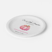 Ein wenig Pumpkin Herbst Pink Girl Babydusche Pappteller (Schrägansicht)