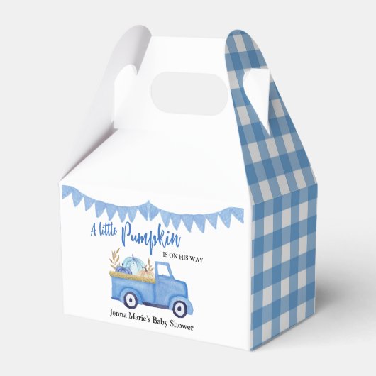 Ein wenig Pumpkin Rustic Blue Truck Baby Dusche Geschenkschachtel (Vorderseite)