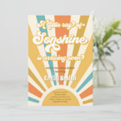 Ein wenig Ray Sonshine Retro Baby Dusche Einladung (Stehend Vorderseite)