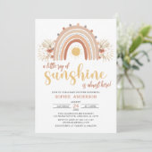 Ein wenig Ray Sunshine Boho Rainbow Baby Dusche Einladung (Stehend Vorderseite)