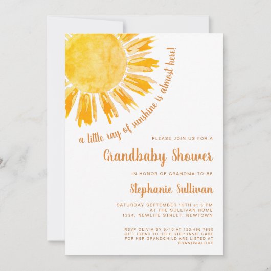 Ein wenig Ray Sunshine Grandbaby Dusche Invitati Einladung (Vorderseite)