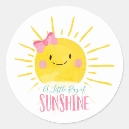 Ein wenig Ray Sunshine Pink Bow Sun Topper Gefalle Runder Aufkleber