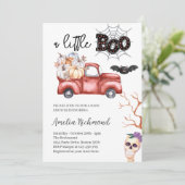 ein wenig Red Pumpkin Lieferwagen Truck Baby Dusch Einladung (Stehend Vorderseite)