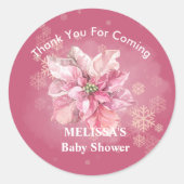Ein wenig rosa Snowflake Pink Poinsettia vielen Da Runder Aufkleber (Vorderseite)