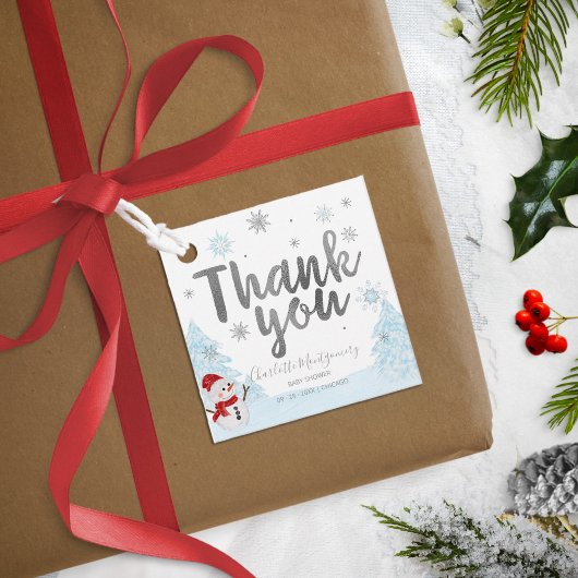 Ein wenig Schneeflocke Blue Baby Dusche Danke Geschenkanhänger