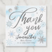 Ein wenig Schneeflocke Blue Baby Dusche Danke Geschenkanhänger (Vorderseite)