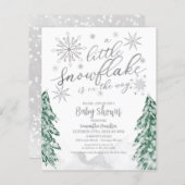 Ein wenig Schneeflocke Budget Baby Dusche Einladun (Vorne/Hinten)