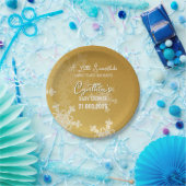 Ein wenig Schneeflocke Minimalistisches Goldenes M Pappteller (Party)