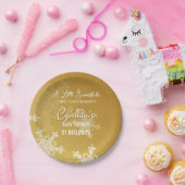 Ein wenig Schneeflocke Minimalistisches Goldenes M Pappteller (Party)