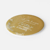 Ein wenig Schneeflocke Minimalistisches Goldenes M Pappteller (Schrägansicht)