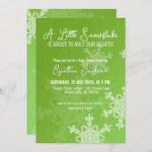 Ein wenig Schneeflocke Minimalistisches grünes Mus Einladung (Vorne/Hinten)