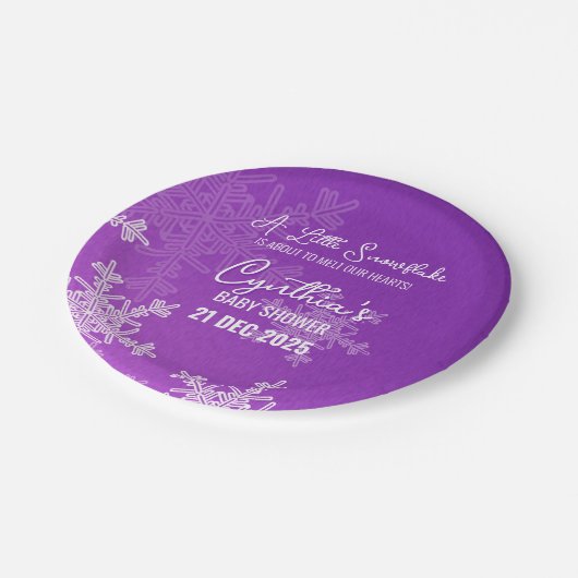 Ein wenig Schneeflocke Minimalistisches Lila Muste Pappteller (Schrägansicht)