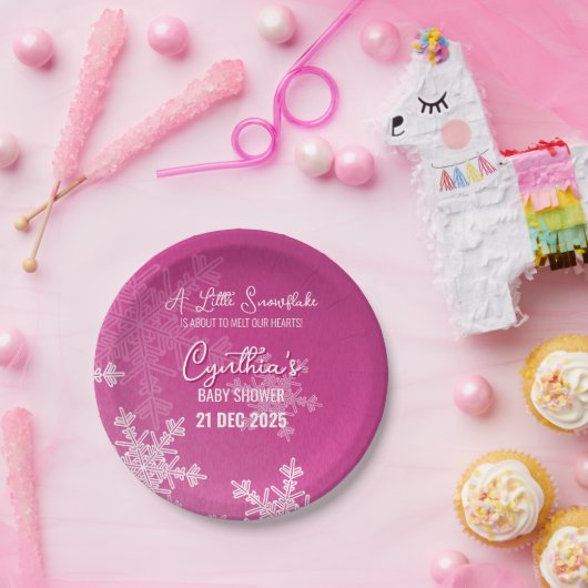 Ein wenig Schneeflocke Minimalistisches rosa Muste Pappteller (Party)
