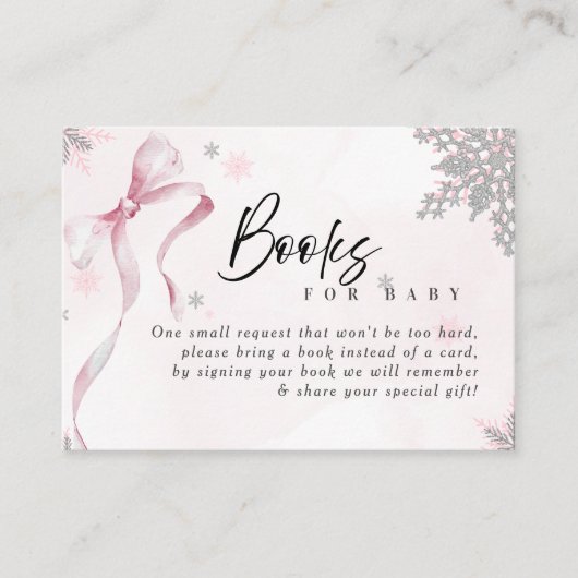 Ein wenig Schneeflocke Pink Bow Glitzer Babydusche Begleitkarte (Vorderseite)