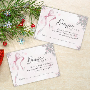 Ein wenig Schneeflocke Pink Bow Glitzer Babydusche Begleitkarte