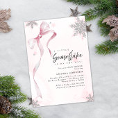 Ein wenig Schneeflocke Pink Bow Glitzer Babydusche Einladung