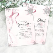 Ein wenig Schneeflocke Pink Bow Glitzer Babydusche Einladung