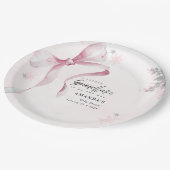 Ein wenig Schneeflocke Pink Bow Glitzer Babydusche Pappteller (Schrägansicht)