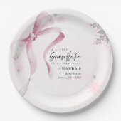 Ein wenig Schneeflocke Pink Bow Glitzer Babydusche Pappteller (Vorderseite)