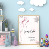 Ein wenig Schneeflocke Pink Bow Glitzer Babydusche Poster