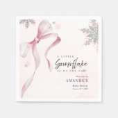 Ein wenig Schneeflocke Pink Bow Glitzer Babydusche Serviette (Vorderseite)