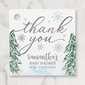 Ein wenig Schneeflocken Baby Dusche Blue Danke Geschenkanhänger