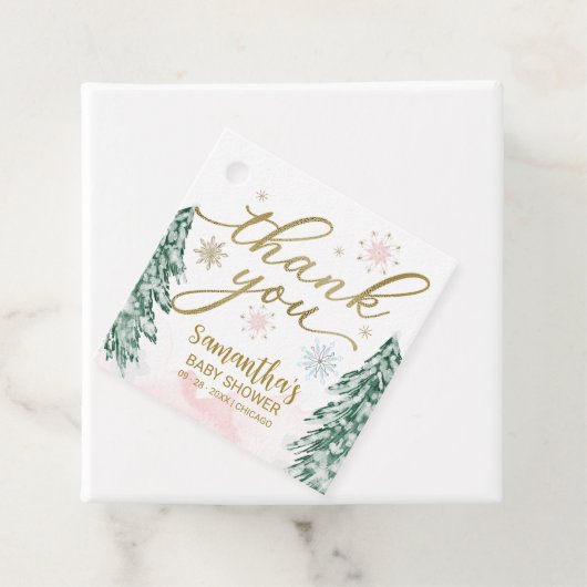 Ein wenig Schneeflocken Baby Dusche Pink Vielen Da Geschenkanhänger (Beispiel)