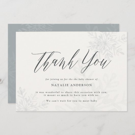 Ein wenig Schneeflocken Babydusche Dank Karte (Vorne/Hinten)