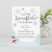 Ein wenig Schneeflocken Blue Baby Dusche Einladung (Stehend Vorderseite)
