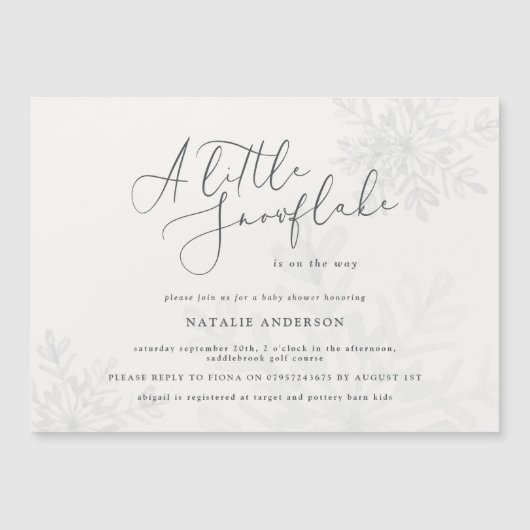 Ein wenig Schneeflocken mit Baby-Dusche Magnetkarte (Vorderseite)