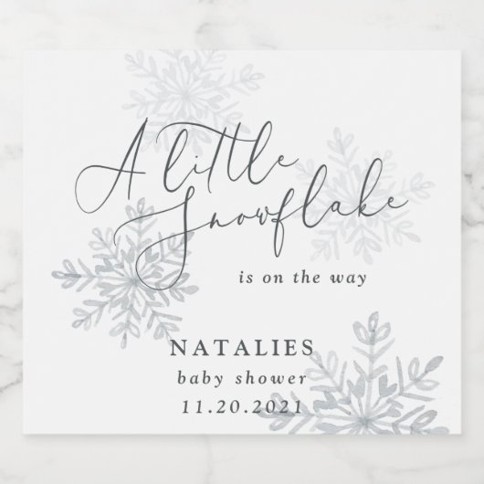 Ein wenig Schneeflocken Party mit Baby Dusche Schaumweinetikett (Einzelnes Label)
