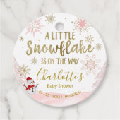 Ein wenig Schneeflocken Pink Baby Dusche Liebesmar Geschenkanhänger (Vorderseite)