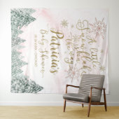 Ein wenig Schneeflocken Pink Babydusche Hintergrun Wandteppich (Beispiel (Horizontal))