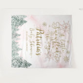 Ein wenig Schneeflocken Pink Babydusche Hintergrun Wandteppich (Vorderseite (Horizontal))