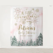 Ein wenig Schneeflocken Pink Babydusche Hintergrun Wandteppich (Vorderseite)