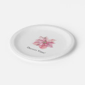Ein wenig Schneeflocken, rosa Poinsettia Nachtisch Pappteller (Schrägansicht)