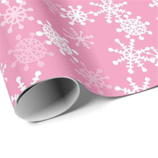 Ein wenig Schneeflocken, rosa und weiß gestrichen Geschenkpapier (Rolleneckpunkt)