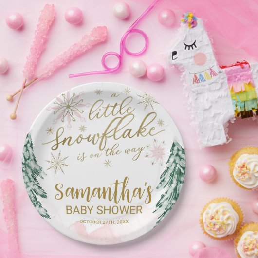 Ein wenig Schneeflocken Winter Baby Dusche Pappteller (Party)