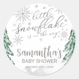 Ein wenig Schneeflocken Winter Baby Dusche Runder Aufkleber